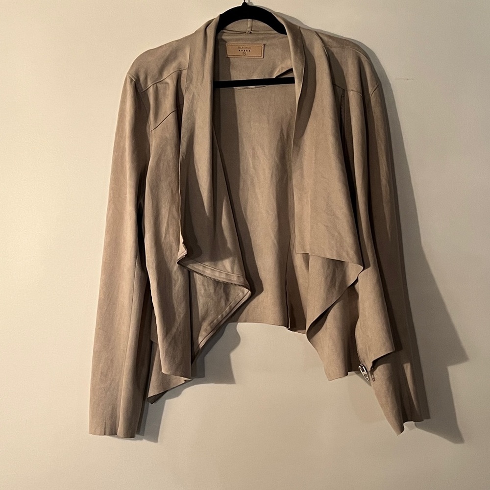 Beige Blank NYC suede draped coat XXL